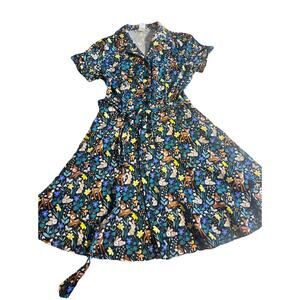 Whimsical Forrest Animal Print Dress Eva Rose Fairy Modcloth Rockabilly Whimsy